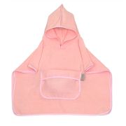Prosop Din Bumbac Muselina Cu Gluga Si Buzunar Pentru Bebelusi Si Copii, Poncho, Rose, 60x65 Cm Pjb83890