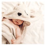 Prosop Din Fibra De Bambus Cu Gluga Pentru Bebelusi Si Copii, Teddy Beige, Marimea S 85x90cm Pjbc624