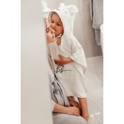 Prosop Din Fibra De Bambus Cu Gluga Si Buzunar Pentru Bebelusi Si Copii, Poncho Teddy, Ecri, 73x58 Cm Pjbc585