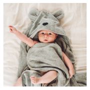 Prosop Din Fibra De Bambus Cu Gluga Si Buzunar Pentru Bebelusi Si Copii, Poncho Teddy, Grey, 73x58 Cm Pjbc585-8709