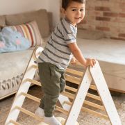 Scara Din Lemn Pentru Copii - Triunghi De Catarare Tip Pikler Montessori, Alb, Meowbaby Pjbwt0001