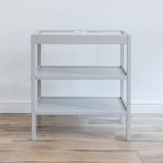 Masa Infasat Pentru Bebelusi, Lemn Masiv, Gri 76 X 44 X 86 Cm, Cu 2 Rafturi De Depozitare Inalte,inclus Saltea Din Spuma, Husa Detasabila Bumbac, Woodies, 40 X 70 Cm Pjbclassic_changer_grey+311180