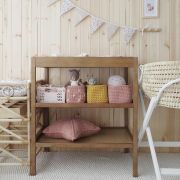 Masa Infasat Pentru Bebelusi, Lemn Masiv, Vintage 76 X 44 X 86 Cm, Cu 2 Rafturi De Depozitare Inalte, Inclus Saltea Din Spuma, Husa Detasabila Bumbac, Woodies, 40 X 70 Cm Pjb1992+311180