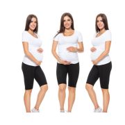 Qmini - Colanti scurti pentru gravide, Cu talie speciala, Din bumbac, Masura S, Black BYNQM_LEGGINS_SHORT_S_N