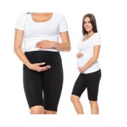 Qmini - Colanti scurti pentru gravide, Cu talie speciala, Din bumbac, Masura S, Black BYNQM_LEGGINS_SHORT_S_N