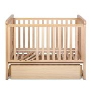 Patut cu sistem de leganare, laterala culisanta, sertar YappyMove din lemn de fag, Cu sina speciala pentru dentitie, Suport pentru saltea reglabil, YappyKids, 120x60 cm, Natur BYNYappyMove_natural