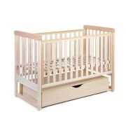 Patut cu sistem de leganare, laterala culisanta, sertar YappyMove din lemn de fag, Cu sina speciala pentru dentitie, Suport pentru saltea reglabil, YappyKids, 120x60 cm, Natur BYNYappyMove_natural