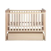 Patut cu sistem de leganare, laterala culisanta, sertar YappyMove din lemn de fag, Cu sina speciala pentru dentitie, Suport pentru saltea reglabil, YappyKids, 120x60 cm, Natur BYNYappyMove_natural