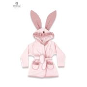 MimiNu - Halat de baie cu urechi 6 - 36 luni, Moale, Cu volanase, Cu buzunare, Cu cordon, Colectia Royal, Powder Pink BYN6426972010801
