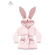 MimiNu - Halat de baie cu urechi 6 - 36 luni, Moale, Cu volanase, Cu buzunare, Cu cordon, Colectia Royal, Powder Pink BYN6426972010801