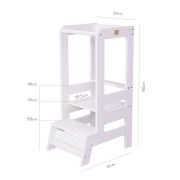 Inaltator Learning Tower Ajustabil, Ajutor De Bucatarie Meowbaby  , Lemn Alb Pjbkh01002wie