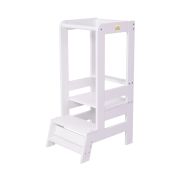 Inaltator Learning Tower Ajustabil, Ajutor De Bucatarie Meowbaby  , Lemn Alb Pjbkh01002wie