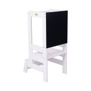 Inaltator Learning Tower Ajustabil Cu Tabla De Scris, Ajutor De Bucatarie Meowbaby  , Lemn Alb Pjbkh02002wie