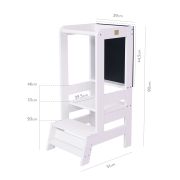 Inaltator Learning Tower Ajustabil Cu Tabla De Scris, Ajutor De Bucatarie Meowbaby  , Lemn Alb Pjbkh02002wie