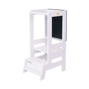 Inaltator Learning Tower Ajustabil Cu Tabla De Scris, Ajutor De Bucatarie Meowbaby  , Lemn Alb Pjbkh02002wie