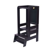 Inaltator Learning Tower Ajustabil Cu Tabla De Scris, Ajutor De Bucatarie Meowbaby  , Lemn Negru Pjbkh02011cie