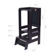 Inaltator Learning Tower Ajustabil Cu Tabla De Scris, Ajutor De Bucatarie Meowbaby  , Lemn Negru Pjbkh02011cie