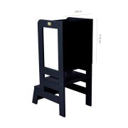 Inaltator Learning Tower Ajustabil Cu Tabla De Scris, Ajutor De Bucatarie Meowbaby  , Lemn Negru Pjbkh02011cie