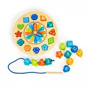 Jucarie educativa din lemn 3 in 1 tip ceas ecotoys ph05i006 edeediph05i006