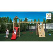 Loc de joaca din lemn fungoo fleppi cu 2 leagane si catarator 04630pk - okefu04630pk