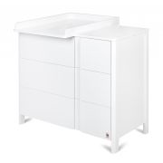 Pachet Patut extensibil YappyGrow din lemn de mesteacan si Comoda de infasat YappyClassic din lemn, Alb BYNYappyGrow+DresserEtude_white