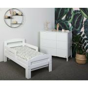 Pachet Patut extensibil YappyGrow din lemn de mesteacan si Comoda de infasat YappyClassic din lemn, Alb BYNYappyGrow+DresserEtude_white