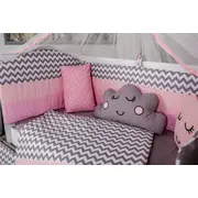 Lenjerie MyKids 10 piese Cloud gri-roz fara baldachin 120x60 cm 00081638