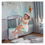 Leagan Din Lemn Si Spuma Pentru Copii Ringswing By Babysteps, Catifea Velvet Mint Pjb480242