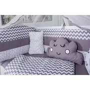 Lenjerie MyKids 10 piese Cloud gri-alb fara baldachin 120x60 cm 00081639