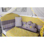 Lenjerie MyKids 10 piese Cloud gri-galben fara baldachin 120x60 cm 00081640
