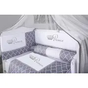 Lenjerie MyKids 10 piese King gri-alb cu baldachin 120x60 cm 00081649