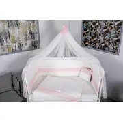Lenjerie MyKids 11 piese Cream roz cu baldachin 120x60 cm 00081643