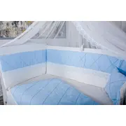 Lenjerie MyKids 11 piese Squars alb-albastru cu baldachin 120x60 cm 00081651