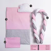 Lenjerie MyKids 6 piese Gray-Pink fara baldachin 120x60 cm 00081661