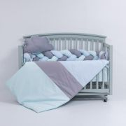 Lenjerie MyKids 8 piese Gray-Blue cu baldachin 120x60 cm 00081663