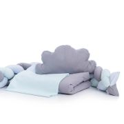 Lenjerie MyKids 8 piese Gray-Blue cu baldachin 120x60 cm 00081663