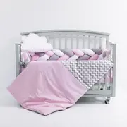 Lenjerie MyKids 8 piese Gray-Pink cu baldachin 120x60 cm 00081665