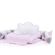 Lenjerie MyKids 8 piese Gray-Pink cu baldachin 120x60 cm 00081665