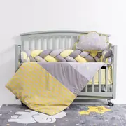 Lenjerie MyKids 8 piese Gray-Yellow cu baldachin 120x60 cm 00081664