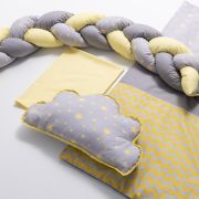 Lenjerie MyKids 8 piese Gray-Yellow cu baldachin 120x60 cm 00081664