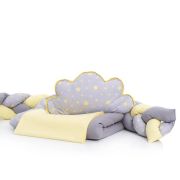 Lenjerie MyKids 8 piese Gray-Yellow cu baldachin 120x60 cm 00081664