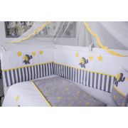 Lenjerie MyKids 9 piese Elephant gri-galben fara baldachin 120x60 cm 00081655