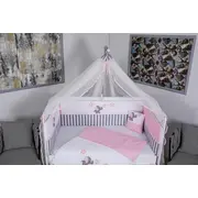Lenjerie MyKids 9 piese Elephant gri-roz fara baldachin 120x60 cm 00081654