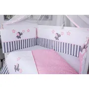 Lenjerie MyKids 9 piese Elephant gri-roz fara baldachin 120x60 cm 00081654