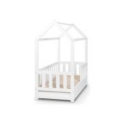 Pat tineret casuta Klups Liv Alb 160x80 cu sertar 00081412