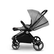 Lionelo - Carucior compact Mika, 2 in 1, Cadru din aluminiu, Cu landou intarit si salteluta moale, Reversibil, Maner ajustabil, Huse pentru picioare, Plasa de tantari, Husa de ploaie, Pana la 22 kg, Gri Deschis BYNLO-MIKA_2IN1_GREY_STONE