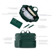Lionelo - Rucsac pentru mamici, Cu 12 compartimente si salteluta de schimbat, Cu prindere universala de carucior, Impermeabila, 36 x 36 x 23 cm, Verde BYNLO-CUBE_GREEN