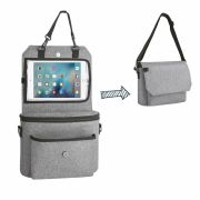 Organizator auto si pentru carucior, 3 in 1, Transformabil in gentuta mamici, Cu suport pentru tableta, iPad, Cu buzunare, FreeON, Grey BYN42950