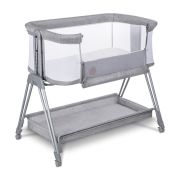 Lionelo - Patut co-sleeper Luna, 2 in 1, Cu setare unghiulara, Cu roti, Reglabil in 6 pozitii pe inaltime, Gri deschis BYNLO-LUNA_GREY_CONCRETE