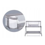 Lionelo - Patut co-sleeper Luna, 2 in 1, Cu setare unghiulara, Cu roti, Reglabil in 6 pozitii pe inaltime, Gri deschis BYNLO-LUNA_GREY_CONCRETE